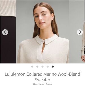 Lululemon Collared Merino Wool-Blend Sweater Heathered Bone NWT size XS